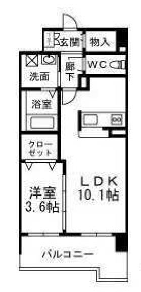 スカイシャトレ箱崎南(1LDK/5階)の間取り写真