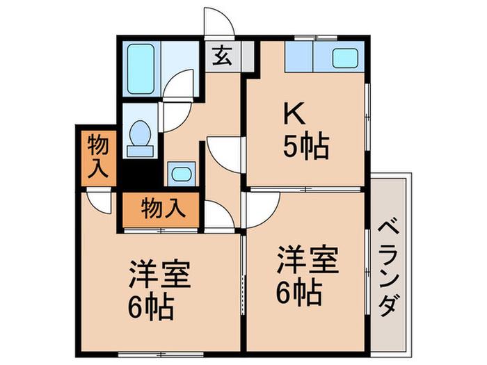 ファミール谷町(2K/2階)の間取り写真