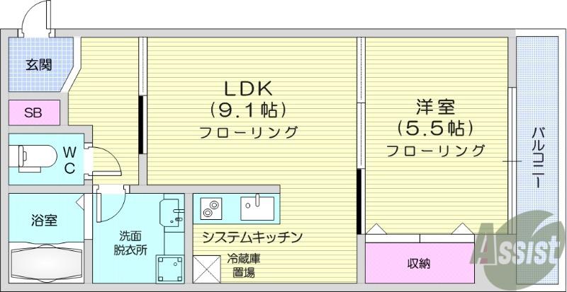 コンフォルト泉中央(1LDK/1階)の間取り写真