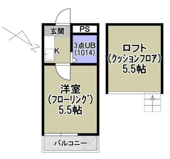 ハイムトレンディI(1K/2階)の間取り写真