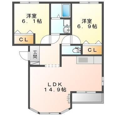 サンヒルズ(2LDK/2階)の間取り写真