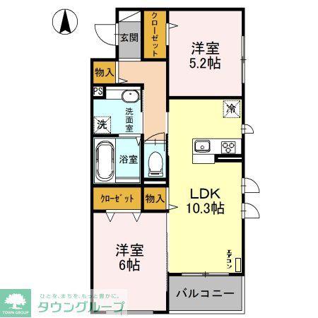 SOPHIA(2LDK/3階)の間取り写真