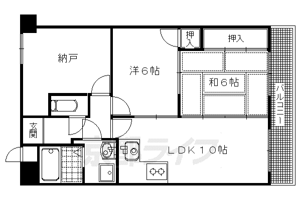 ヴィーヴル長岡京(2SLDK/4階)の間取り写真