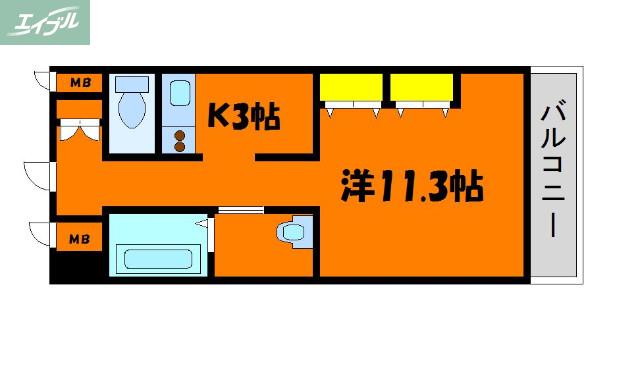 クレストシティ中井町(1K/2階)の間取り写真