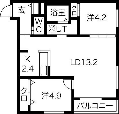 向日葵 麻生(2LDK/1階)の間取り写真