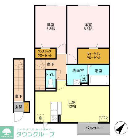 グリーンコート参番館(2LDK/2階)の間取り写真