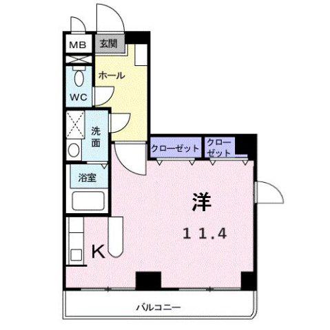 ガーデン・アルバータ(ワンルーム/3階)の間取り写真