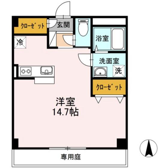 YSビル(ワンルーム/1階)の間取り写真