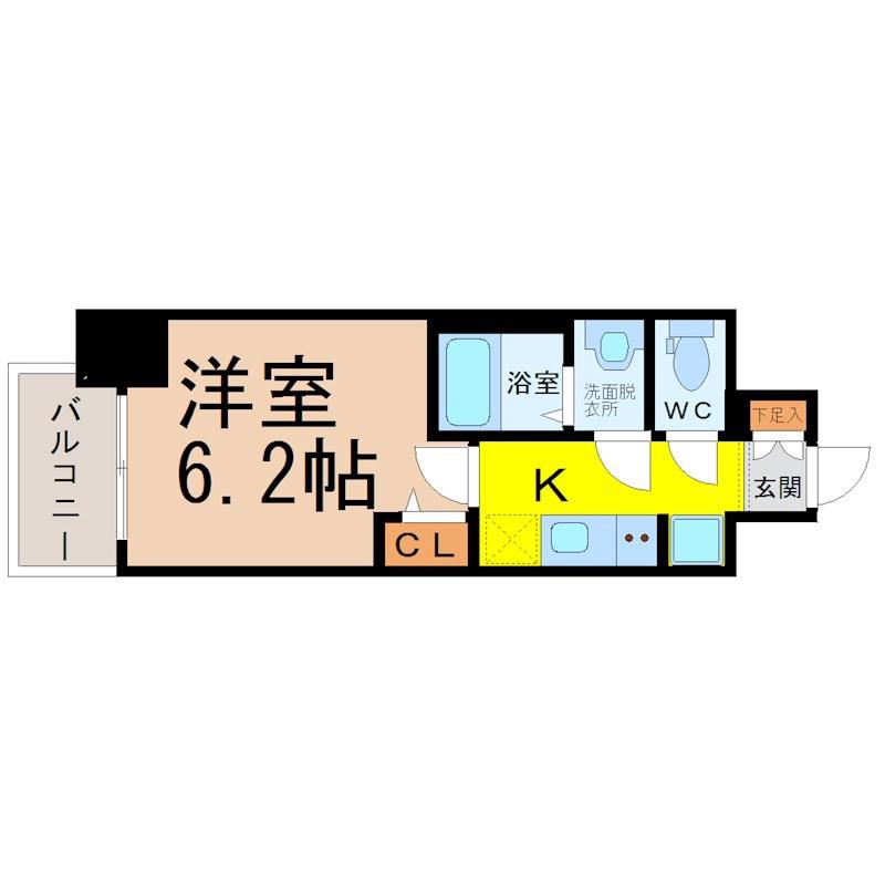 プレサンスTHE大須観音(1K/2階)の間取り写真