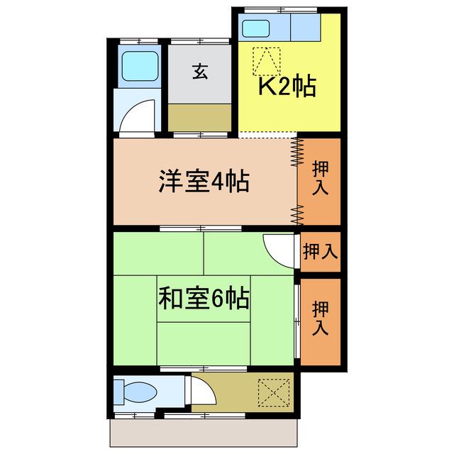 山中文化(2K/1階)の間取り写真