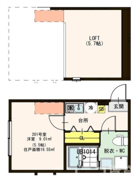 ハーモニーテラス鎌倉IV(1K/2階)の間取り写真