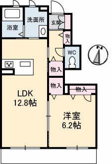 シャーメゾンドリーミオA(1LDK/1階)の間取り写真