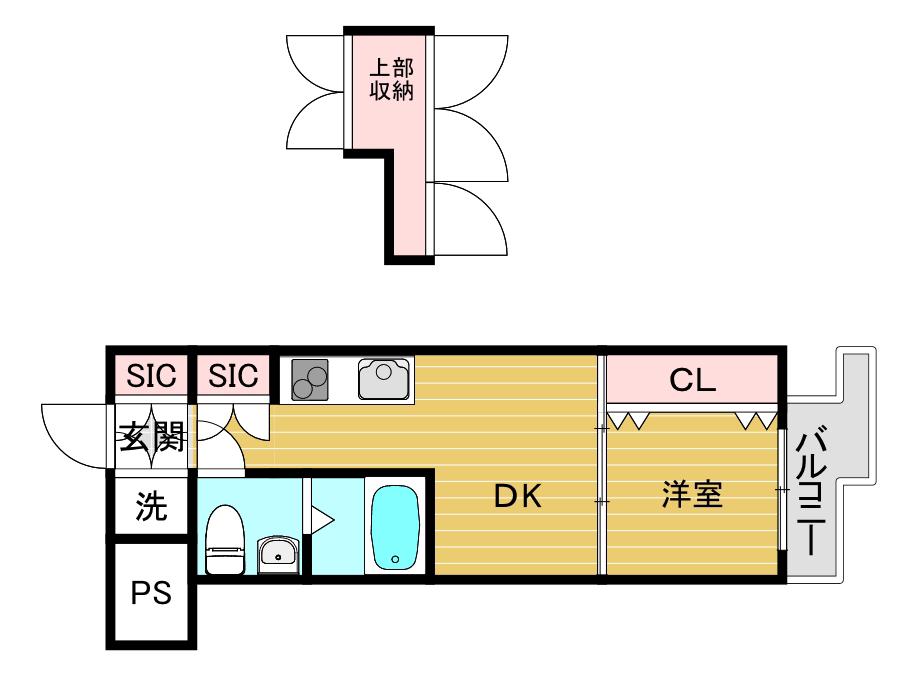 アリビオ天神南(1DK/9階)の間取り写真