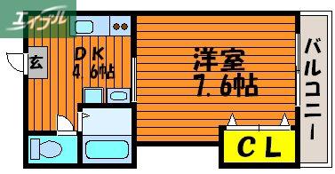 リヴェール弓之町(1DK/5階)の間取り写真