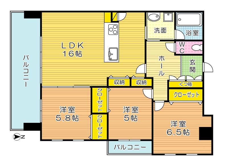KSK門司コアプレイス(3LDK/7階)の間取り写真