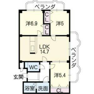 ロイヤル芝原南館(3LDK/3階)の間取り写真