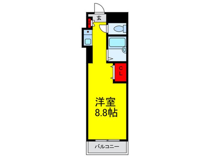 ロックブリッジハイツ(ワンルーム/3階)の間取り写真