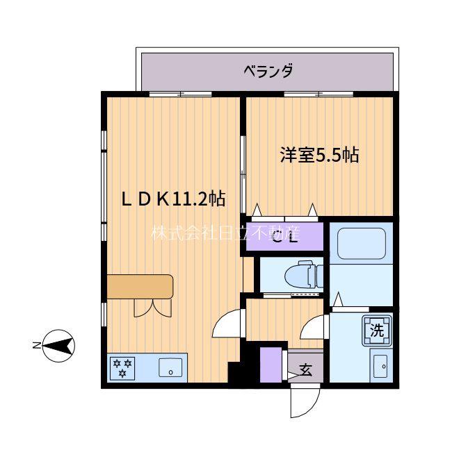 イデアルアパートメント北沢(1LDK/1階)の間取り写真