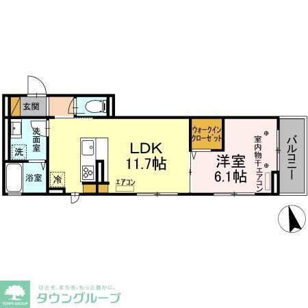 ディーリヴィエール(1LDK/3階)の間取り写真