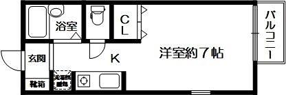 アメニティーK(1K/1階)の間取り写真