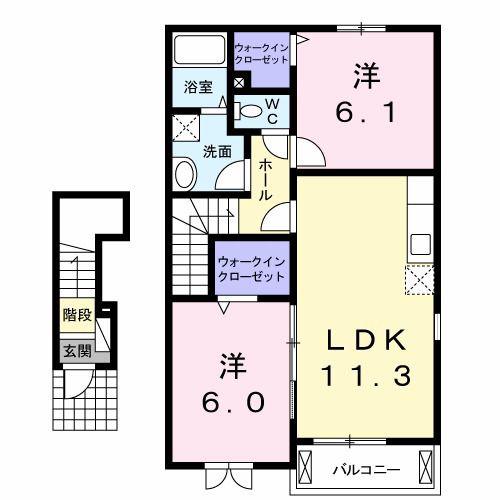 シェーネB(2LDK/2階)の間取り写真