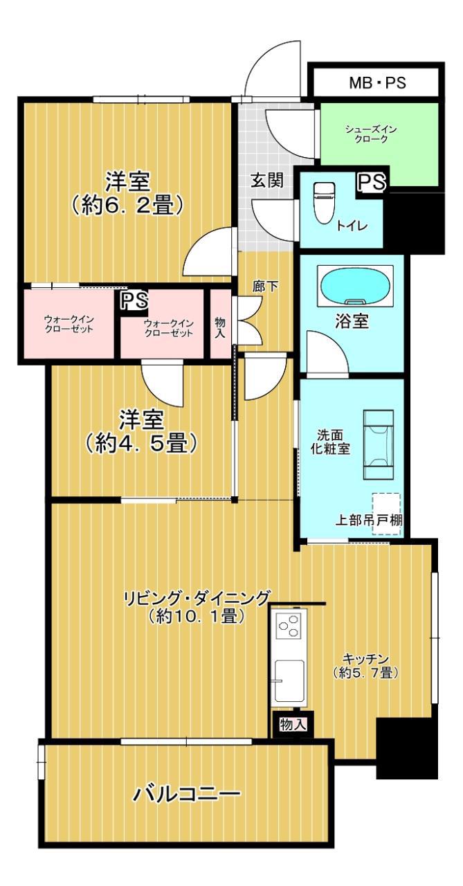プラウドタワー郡山(2LDK/7階)の間取り写真