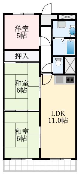 ディオハイツ金剛(3LDK/1階)の間取り写真