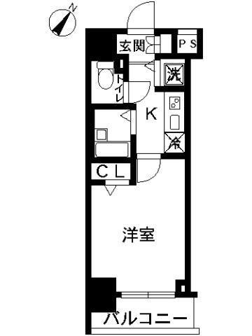 スカイコート池袋第7(1K/3階)の間取り写真