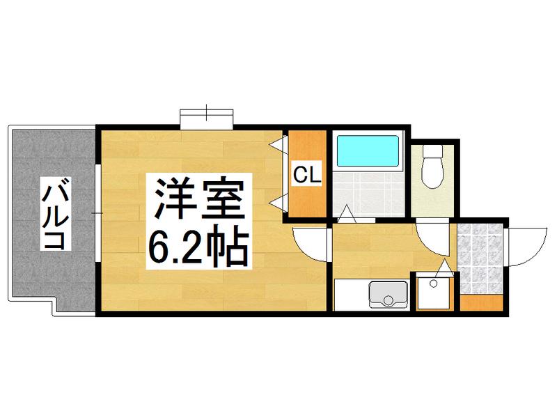 ライオンズマンション博多駅南第3(1K/6階)の間取り写真