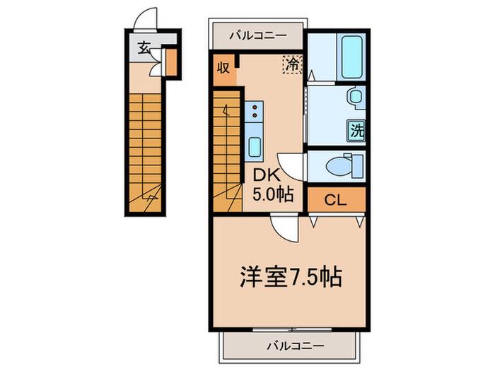 コバルトコート(1DK/2階)の間取り写真