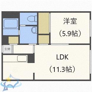 シャーメゾン発寒A(1LDK/1階)の間取り写真
