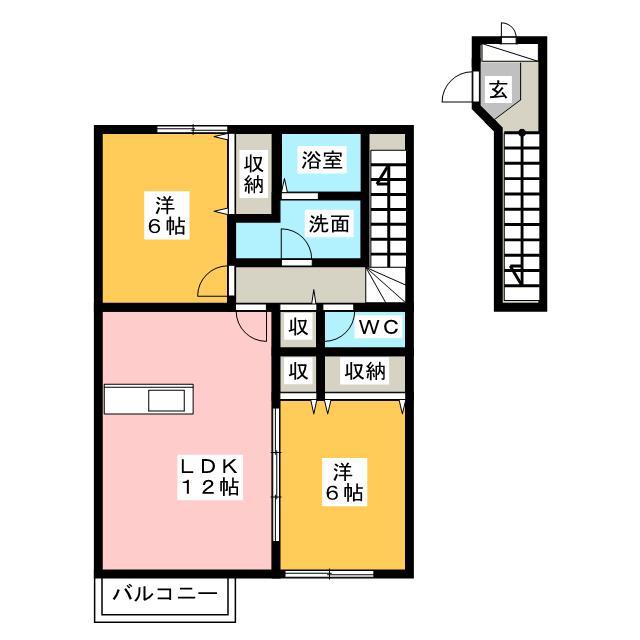 ラーゼンパークIII(2LDK/2階)の間取り写真