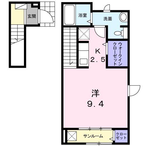 ベル ソンジュ(1K/2階)の間取り写真
