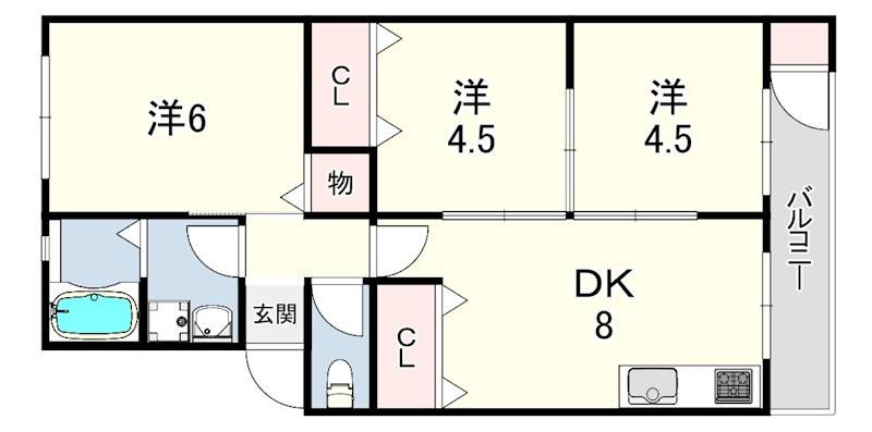 高木マンション(3DK/2階)の間取り写真