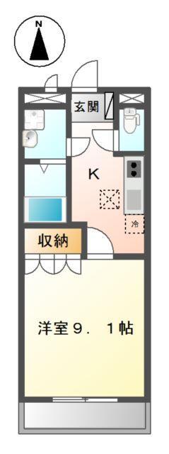 クレスト(1K/1階)の間取り写真