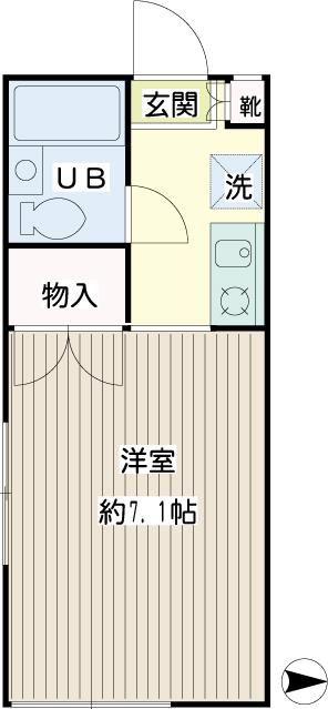 カルム鶴ヶ峰(1K/1階)の間取り写真