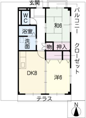 メゾン・ド・サクラ(2DK/1階)の間取り写真
