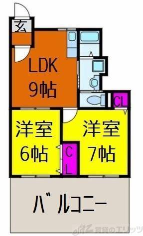 コスモハイツセブン(2LDK/1階)の間取り写真