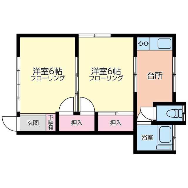 ユナイト生麦ブライアンの杜(2K/2階)の間取り写真