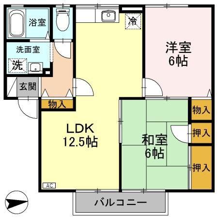 ノルデン・インデル21(2LDK/1階)の間取り写真