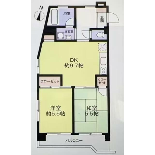 キャニオンマンション川口第一(2DK/4階)の間取り写真