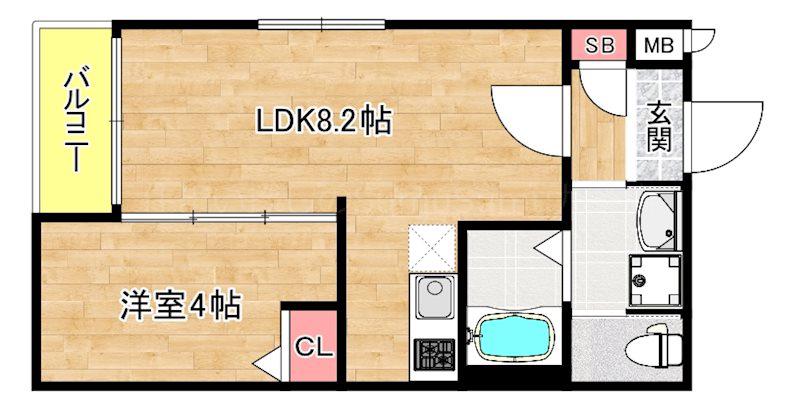 H-MAISON大正II(1LDK/1階)の間取り写真