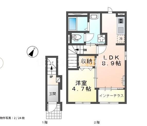 ルーラル・ビー(1LDK/2階)の間取り写真