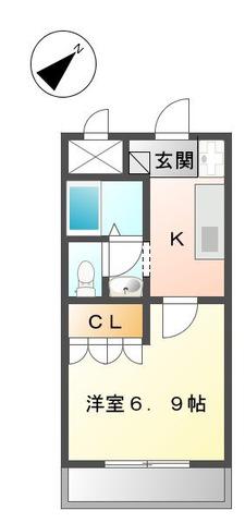 コンフォール戸手(1K/1階)の間取り写真