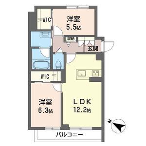 ベレオ姉崎東(2LDK/3階)の間取り写真