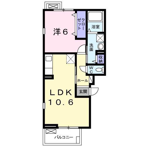ヴィル ポルト(1LDK/3階)の間取り写真