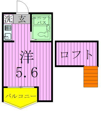 ウィスタリア(ワンルーム/2階)の間取り写真