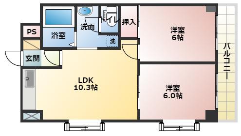 アプリーレ津田沼(2LDK/2階)の間取り写真