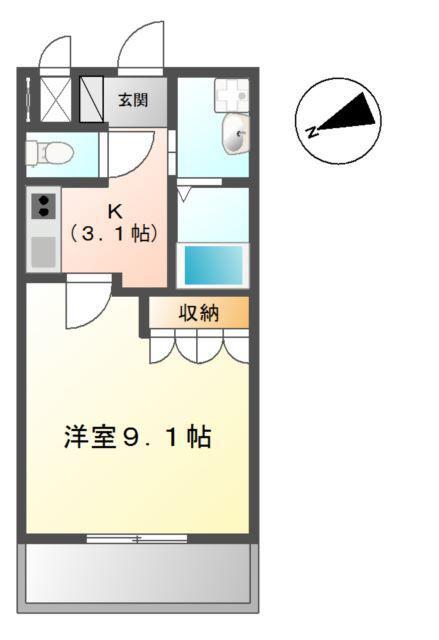 JR常磐線 赤塚駅 徒歩10分 2階建 築19年(1K/2階)の間取り写真