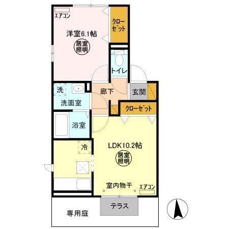 ソレアード(1LDK/1階)の間取り写真